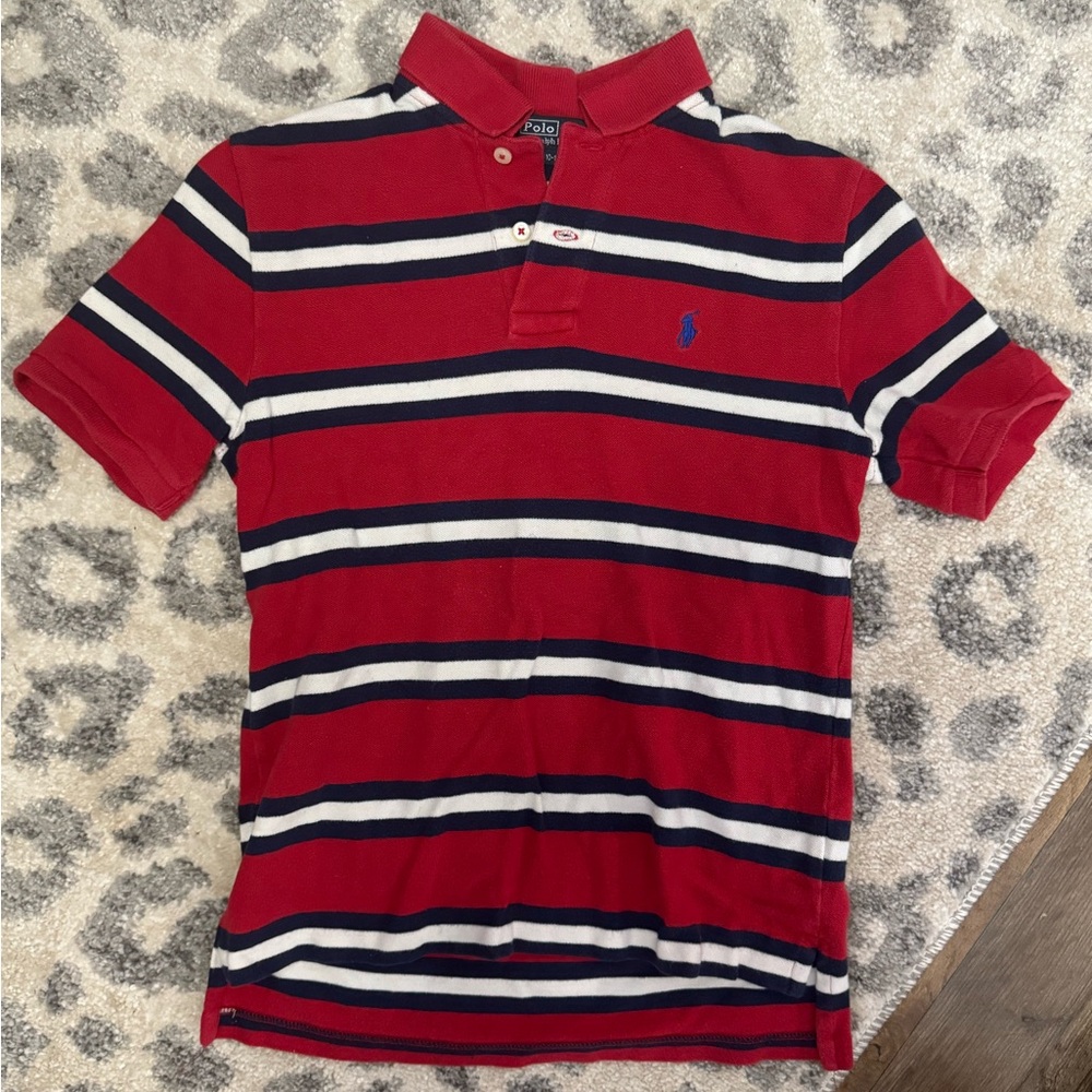 Ralph Lauren Red Striped Polo Shirt for Kids